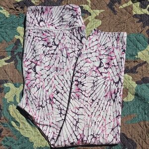 Marbled Pink & Black Athletic Leggings Large
